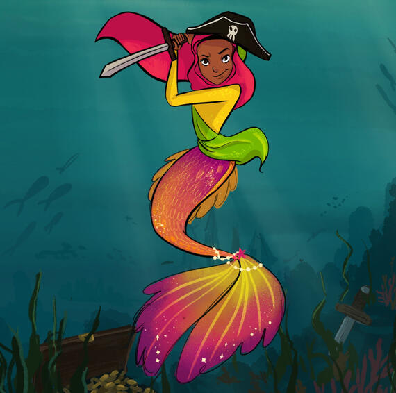 Marjaan and the Scallywags When a feisty young mermaid escapes her tiny village in search of adventure, she joins the crew of a passing ship. But she soon realises there's more to being a pirate than she'd initially thought.